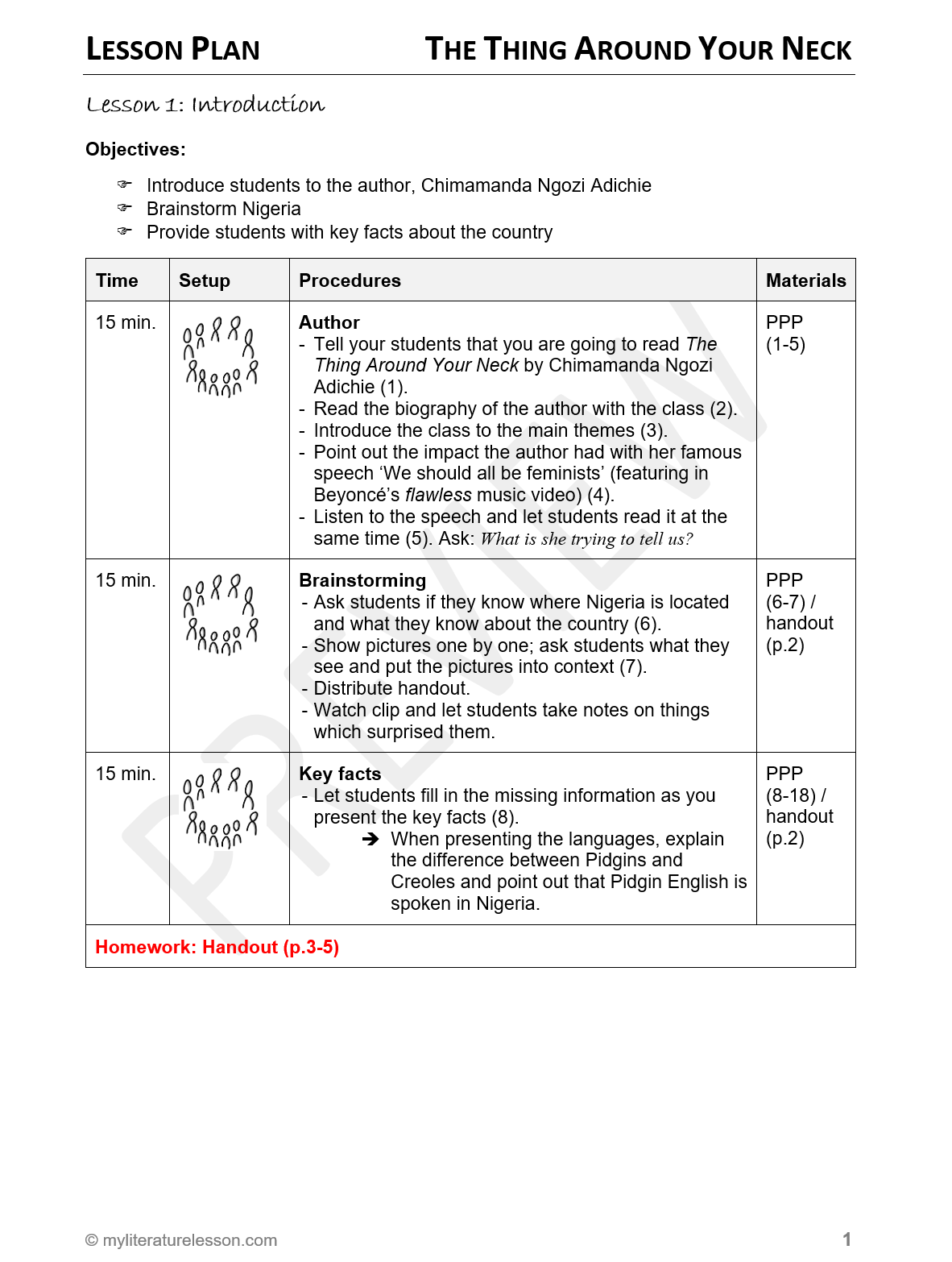 The Thing Around Your Neck Lesson Plan Preview